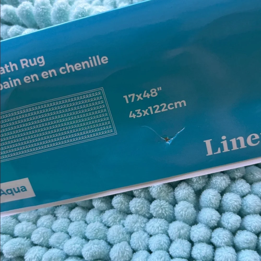 Winston Porter Linenspa Chenille Bath Mat, Aqua, 17